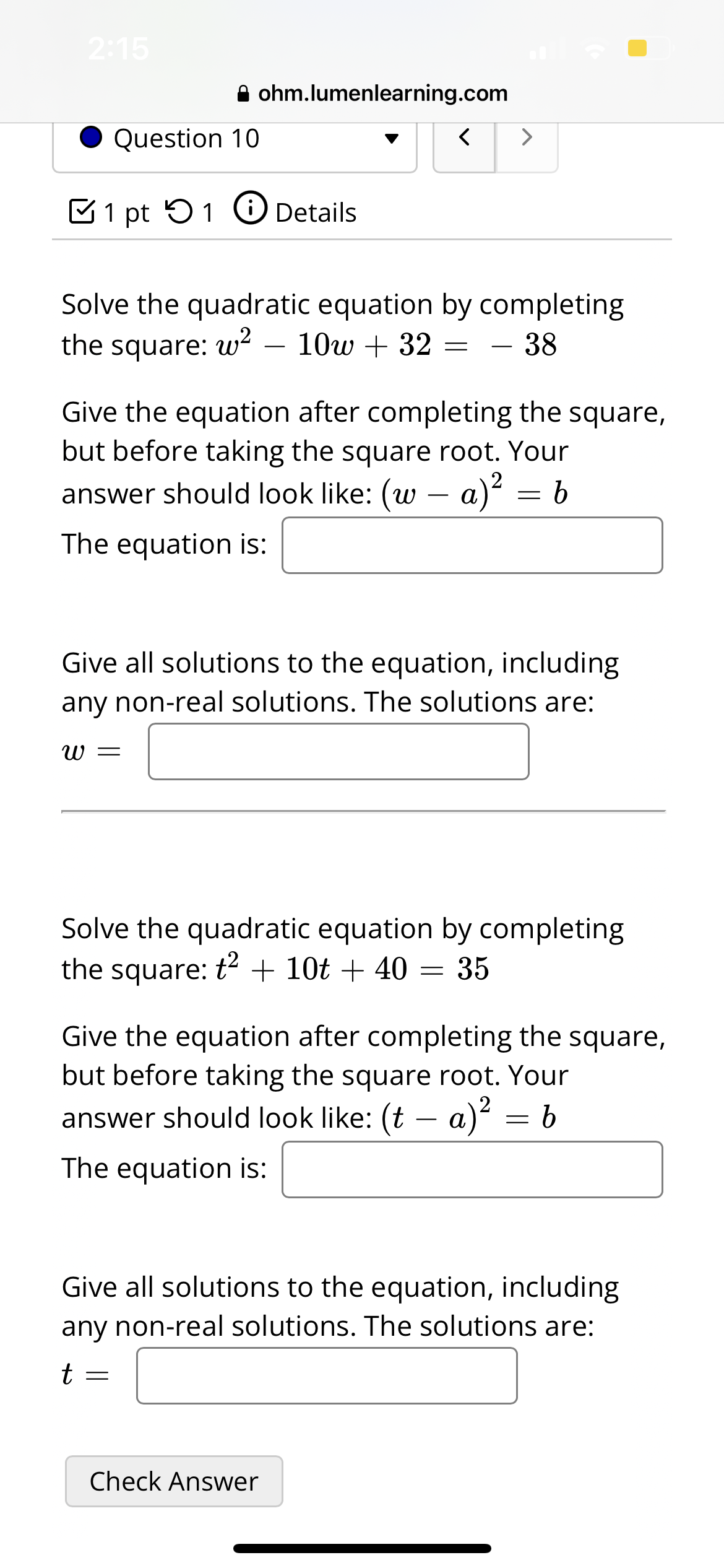 ohm.lumenlearning.com 0 Question 5 v < > 81 pt