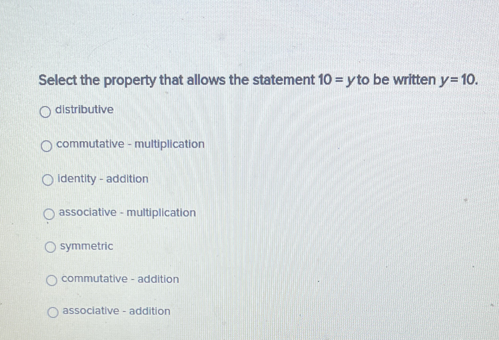 Select the property that allows the statement 10