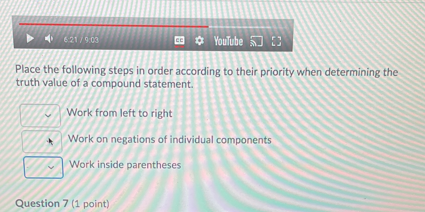 6:21 / 9:03 CC YouTube 5J Place the following