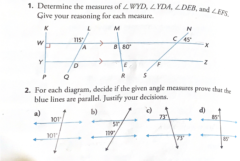 Exploring Parallel Lines I need help with these