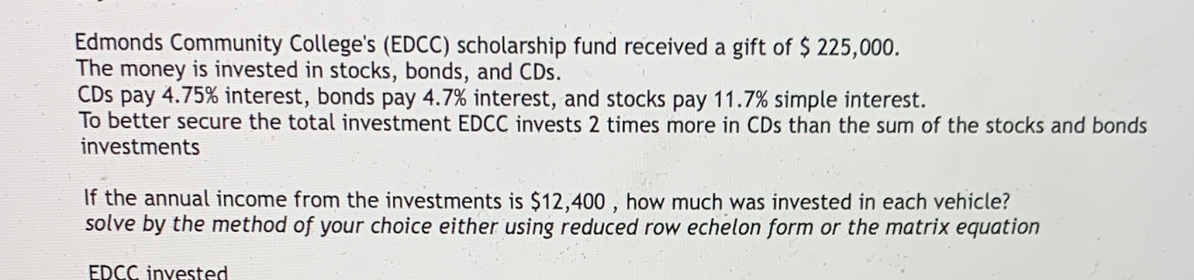 How to solve this with matrix equation ? Edmonds