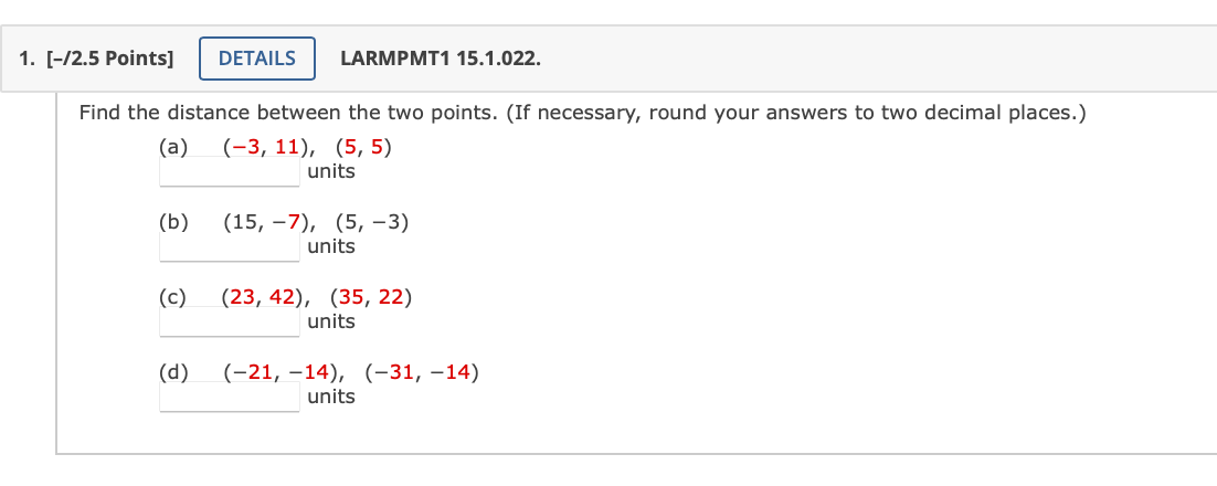 1. [42.5 Points] DETAILS LARMPMT1 15.1.022. Find