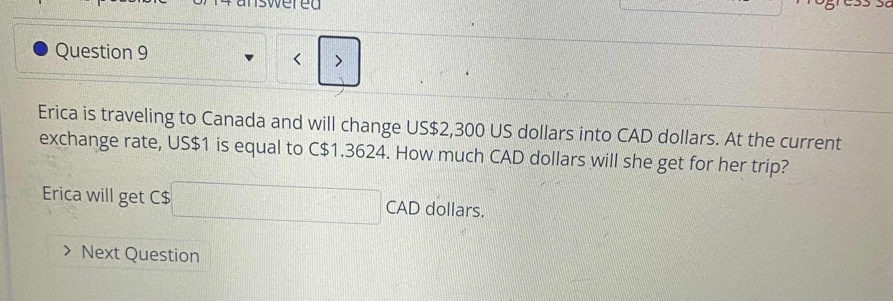 al werea . Question 9 Erica is traveling to
