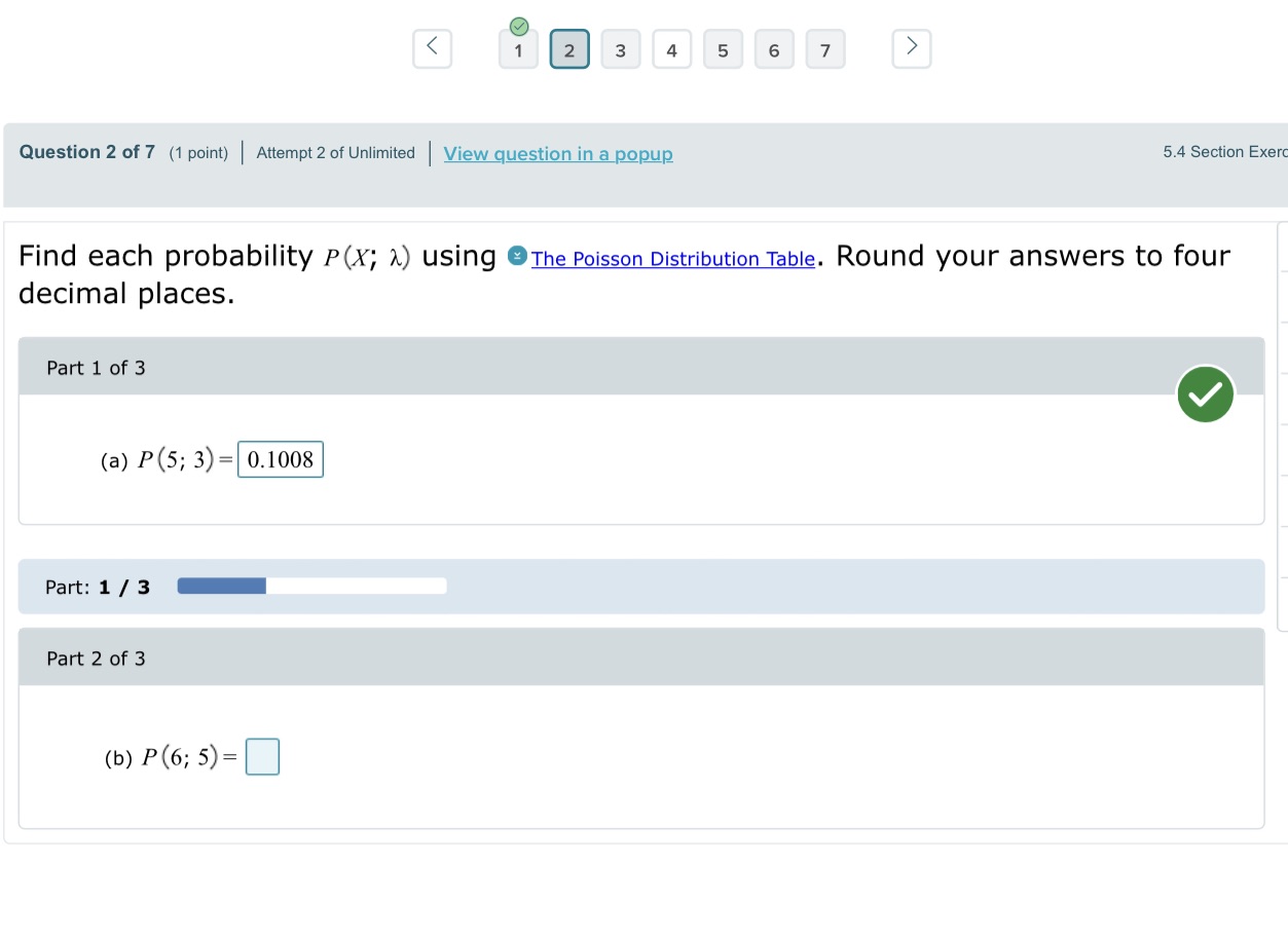 2 3 4 5 6 Question 2 of 7 (1 point) | Attempt 2