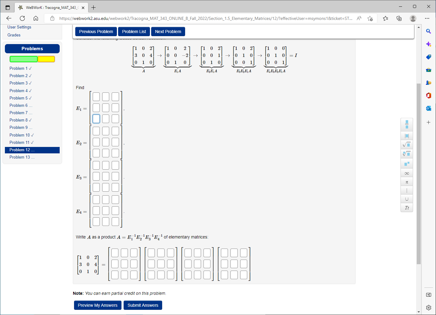 X WeBWork : Tracogna_MAT_343_( X + CA