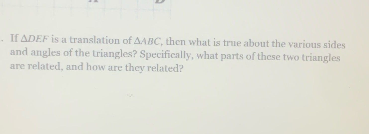 If ADEF is a translation of AABC, then what is