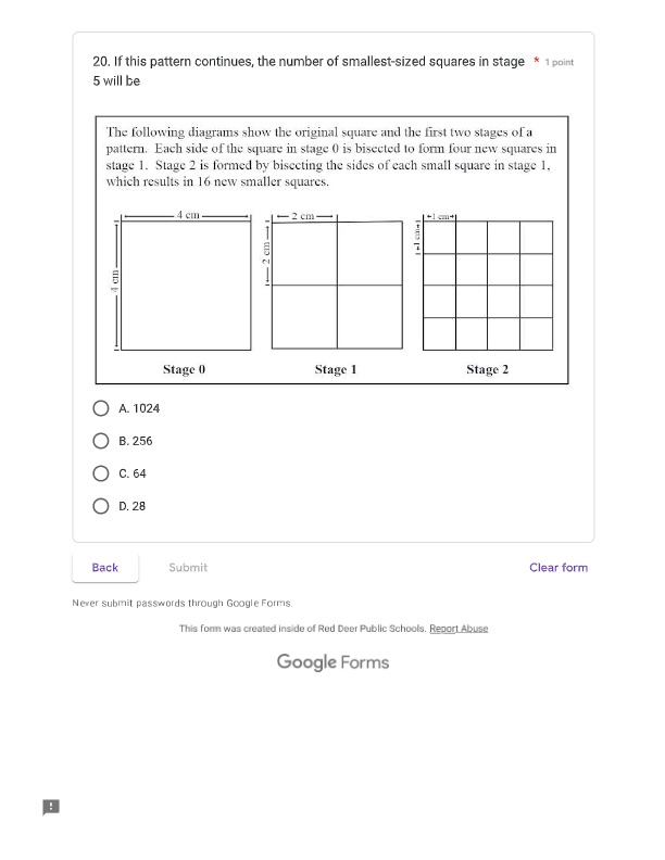 Each question in Part D is worth 1 mark.