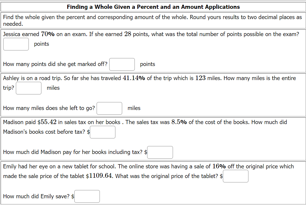 Finding Common Percents Bailey purchased a