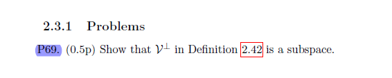 Definition 2.3. Let V be subspace of R" and (, .)