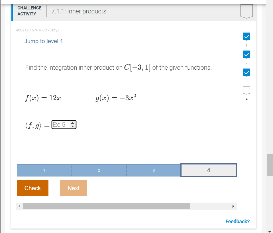 need help cmmGE 7.1.1: Inner products. 1032" 2."