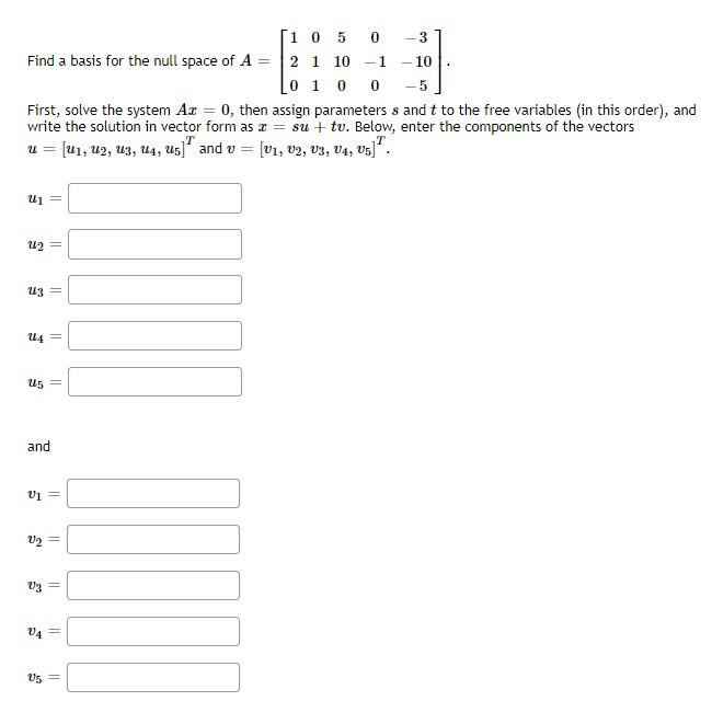 Pls urgent 1 0 5 0 3 Find a basis for the null