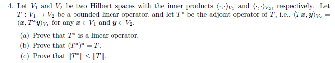 4. Let Vi and Va be two Hilbert spaces with the