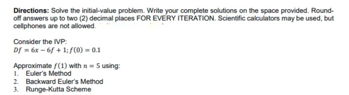 A. Directions: Solve the initial-value problem.