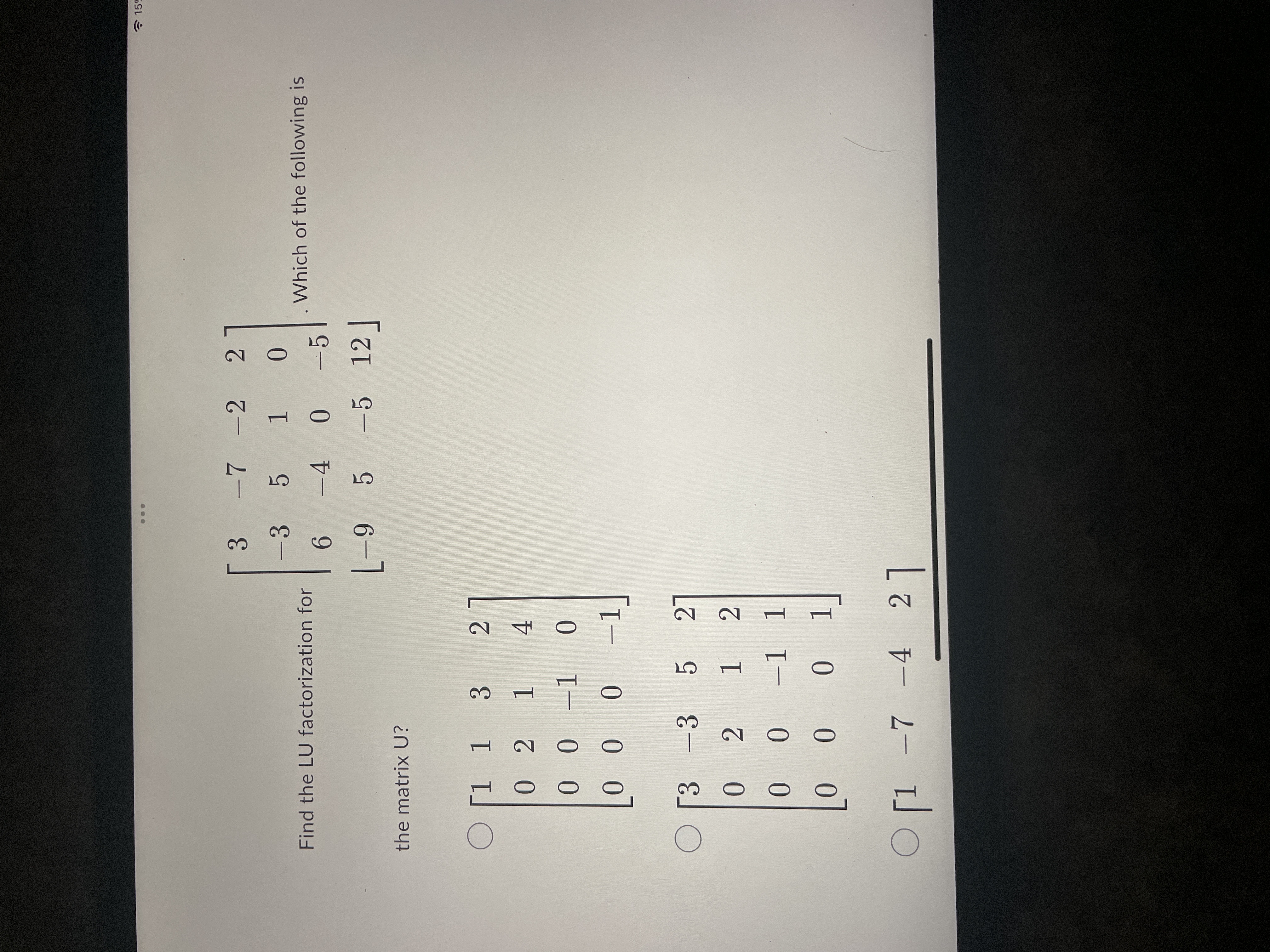. . . 3 7 -2 2 3 5 1 0 Find the LU factorization