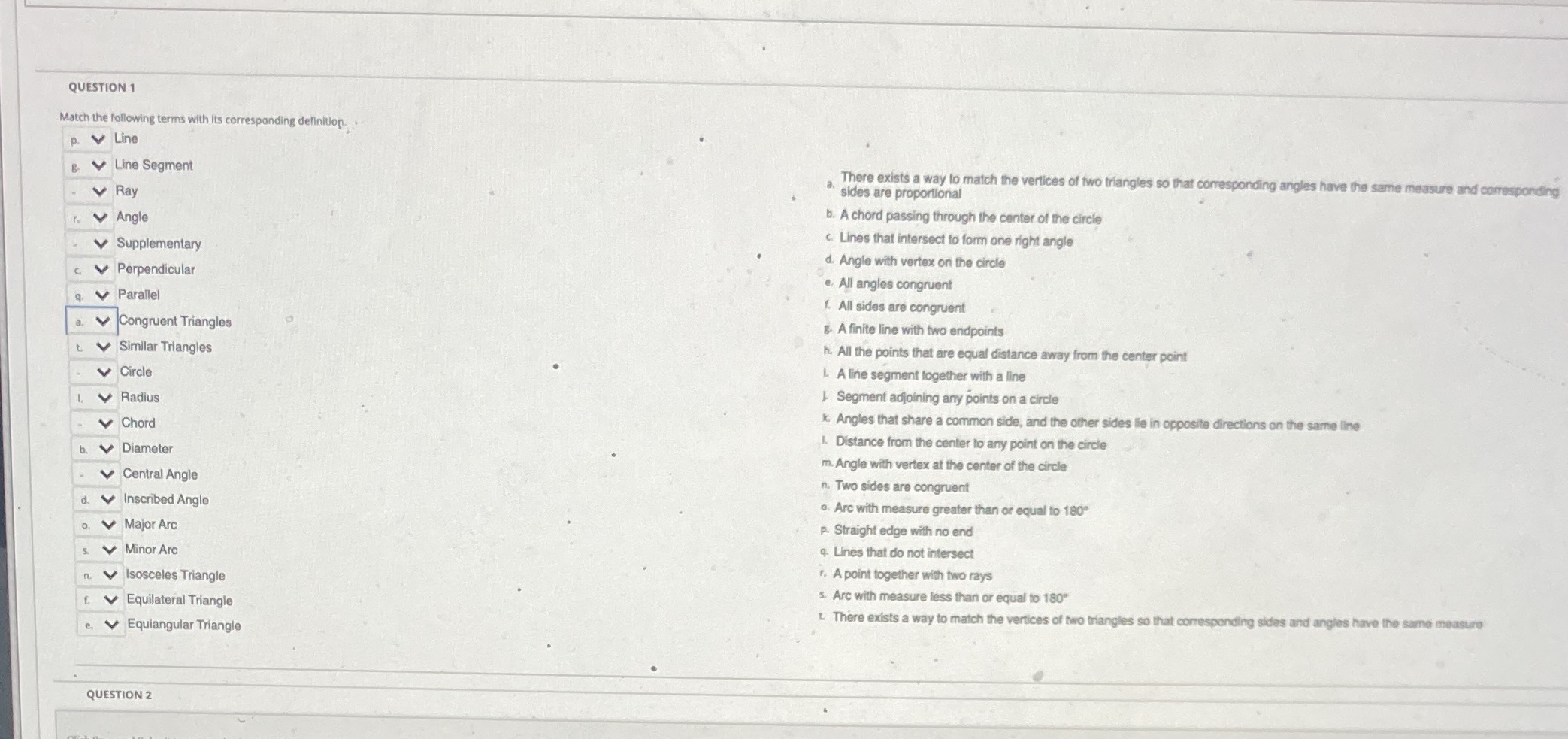 Matching definitions I tried matching them up but