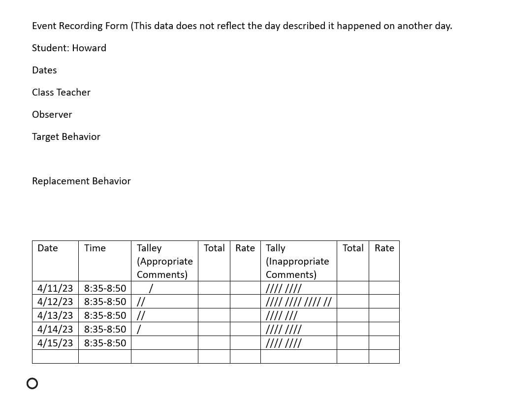 Background Student: Howard Age: 8 Grade: 3rd