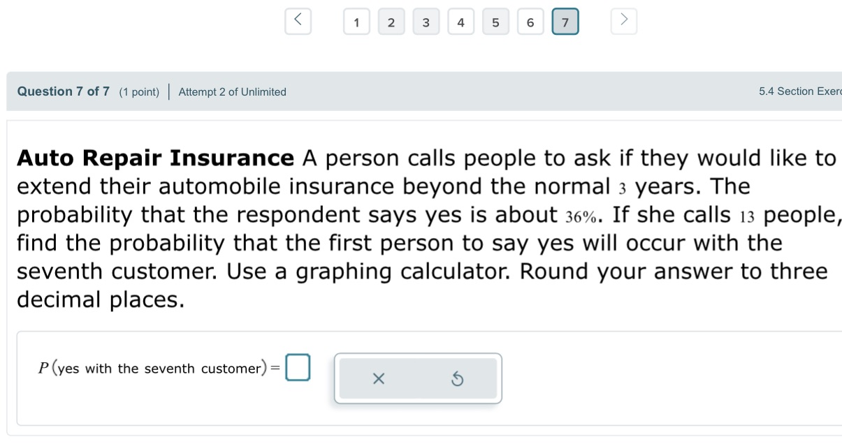 Question 7 of 7 {1 point) I Attempt 2 of
