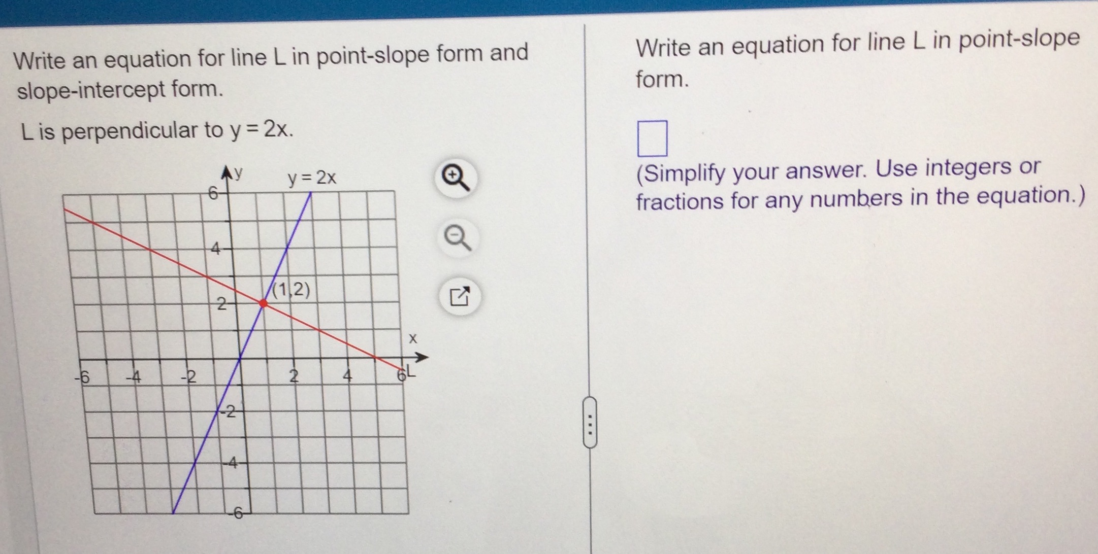 Write an equation for line L in point-slope form