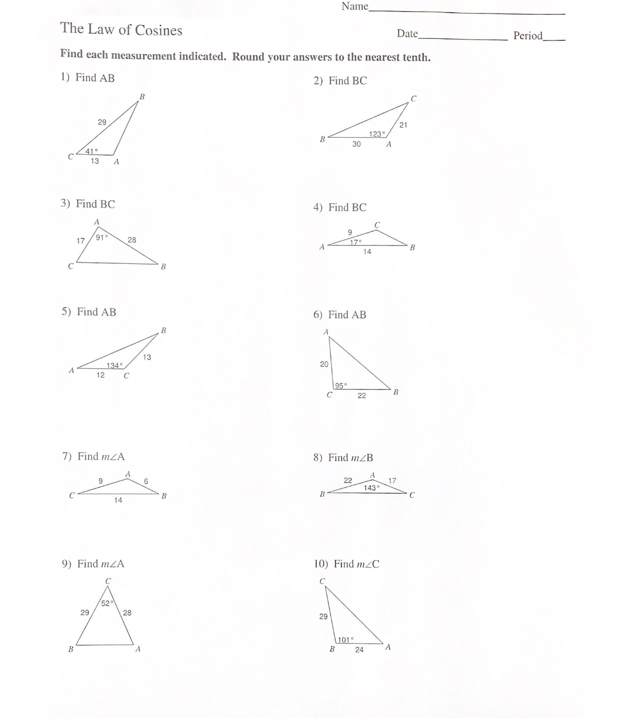 I need help with these 10 questions about law of