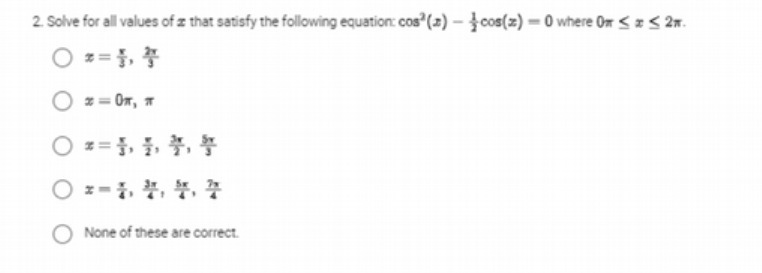 2. Solve for all values of z that satisfy the