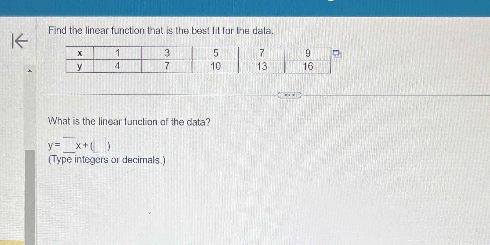 Find the linear function that is the best fit for