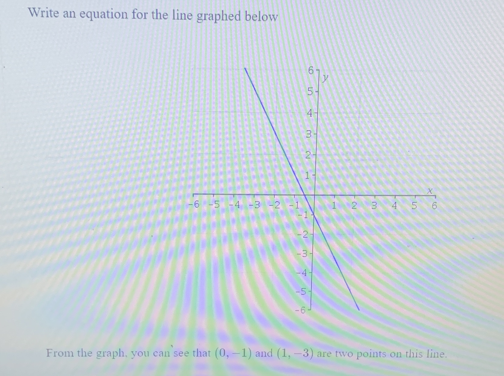 Write an equation for the line graphed below 6 5