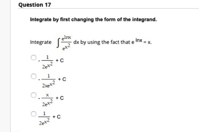 kindly solve Question 17 Integrate by first
