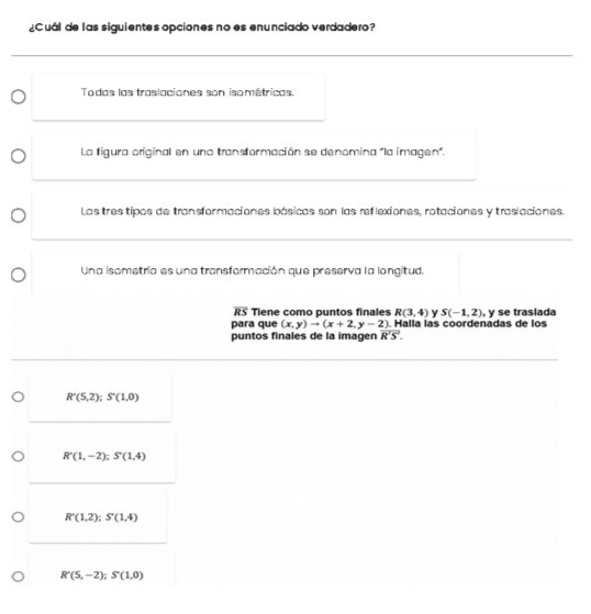 Cual de las siguientes opciones no es enunciado