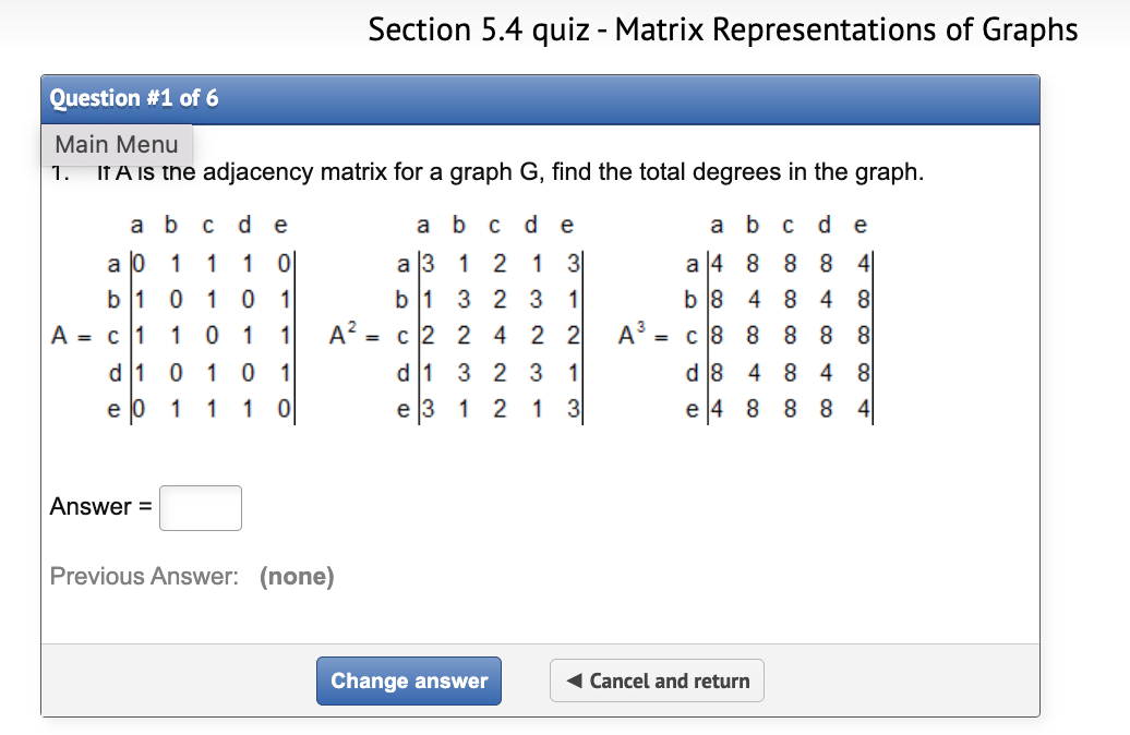 Section 5.4 quiz - Matrix Representations of