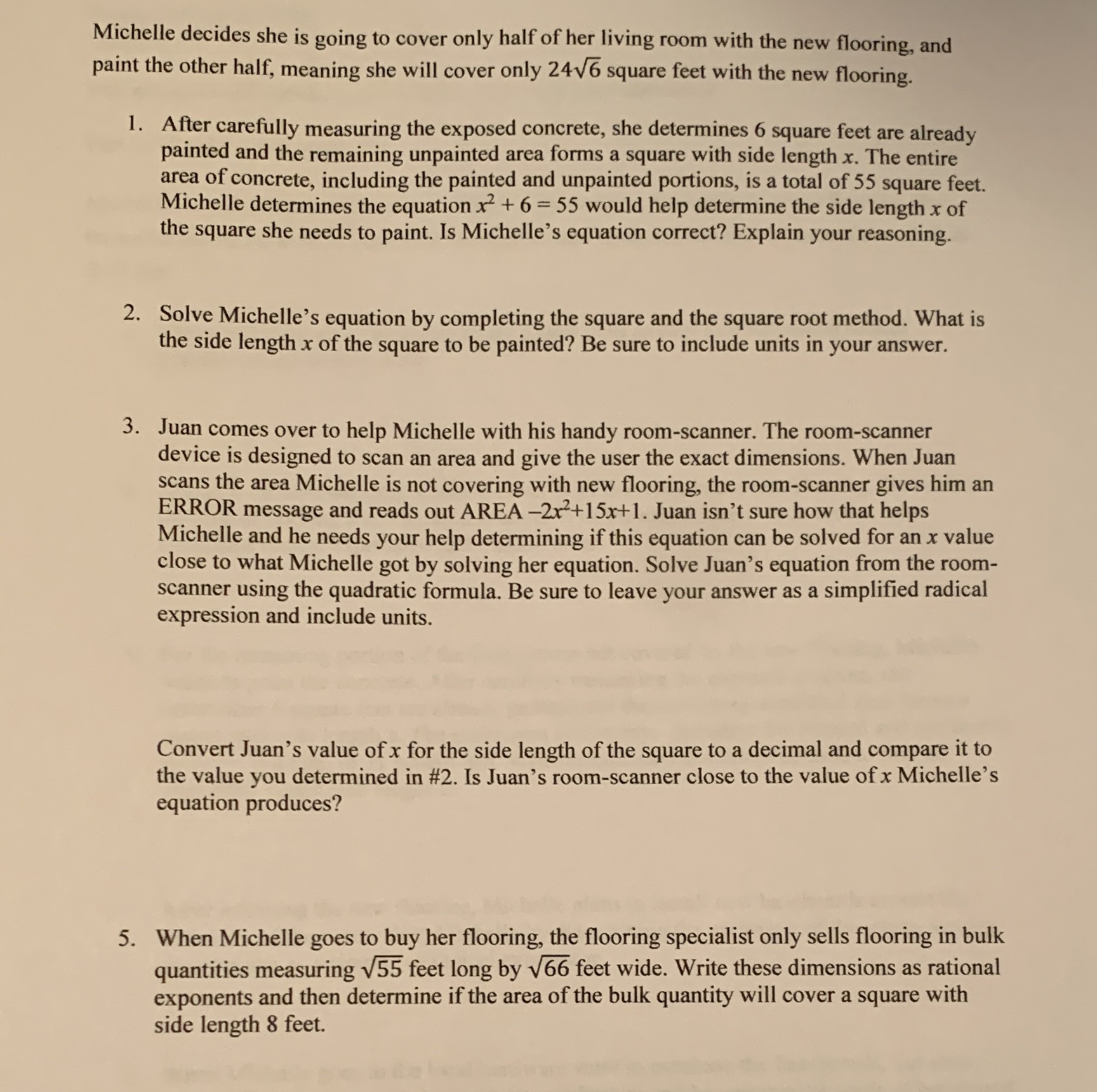 Michelle decides she is going to cover only half