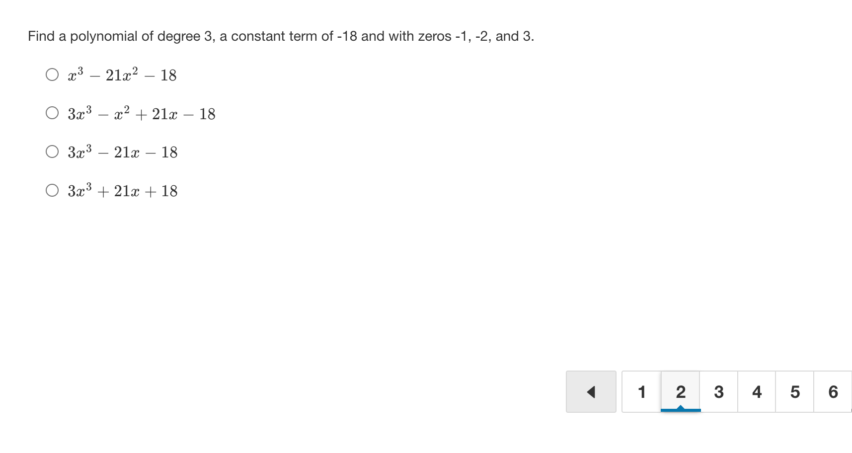 Find a polynomial of degree 3, leading