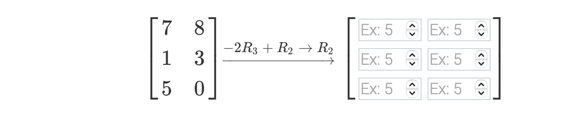 8 Ex: 5 Ex: 5 2R3 + R2 - R2 1 3 Ex: 5 Ex: 5 5 0