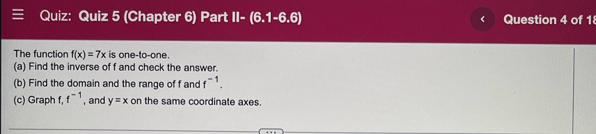 =Quiz: Quiz 5 (Chapter 6) Part II- (6.1-6.6) <