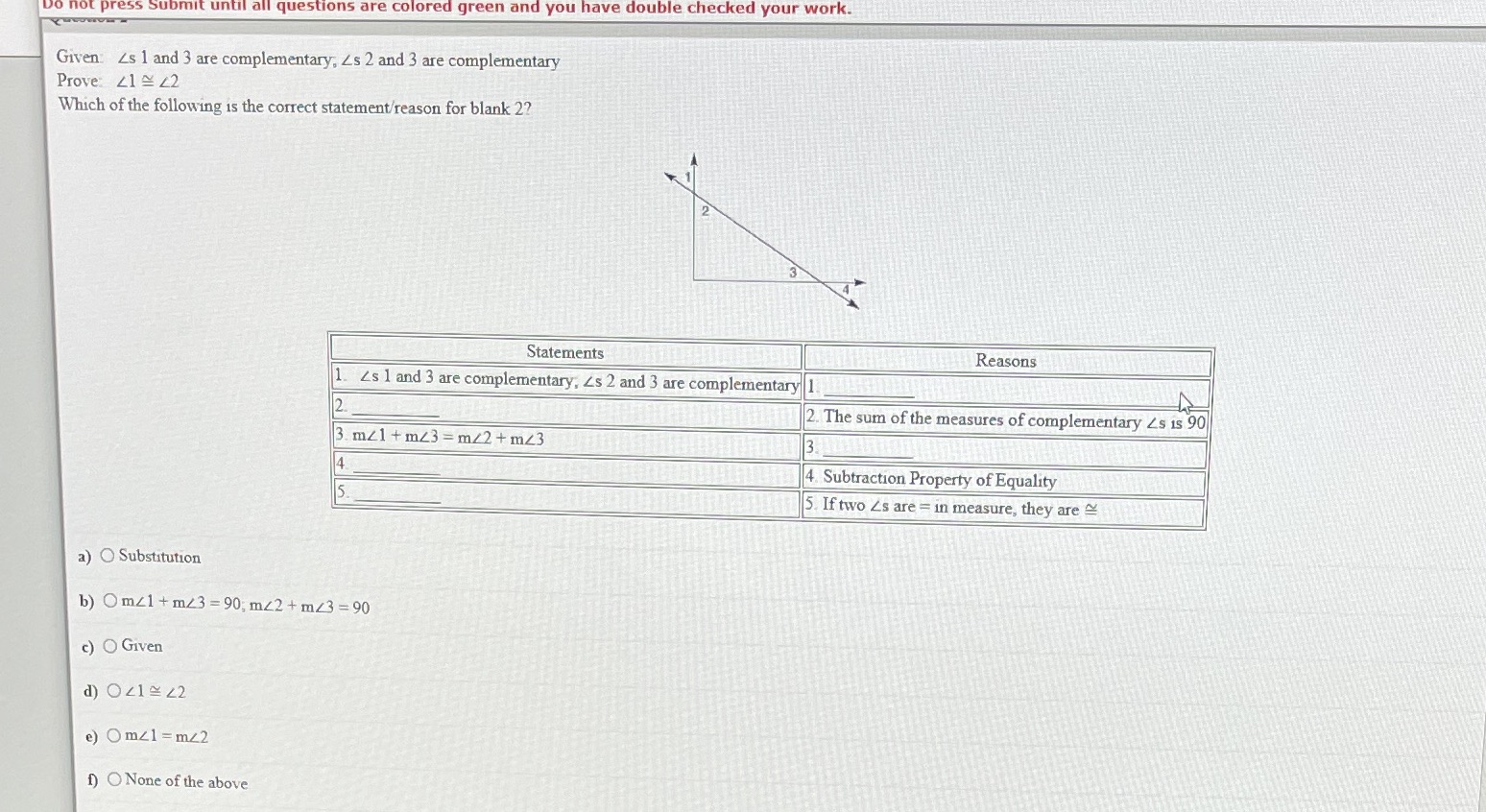 submit until all questions are colored green and
