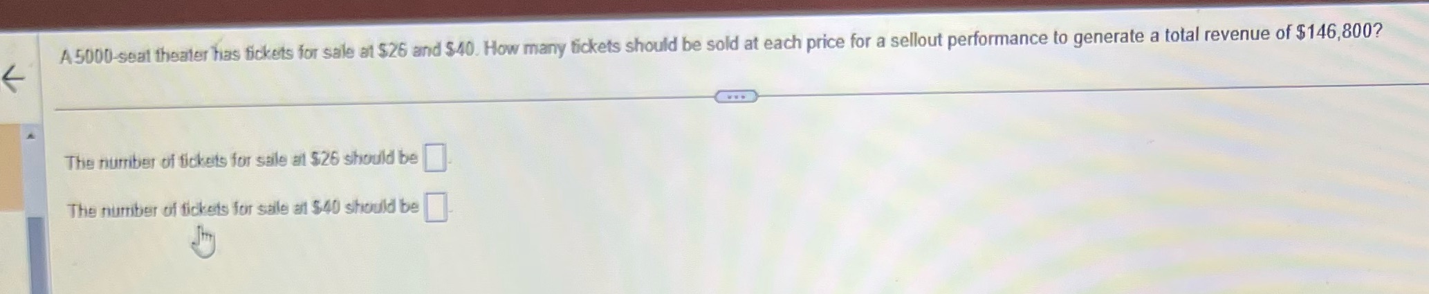 A5000-seat theater has tickets for sale at $26