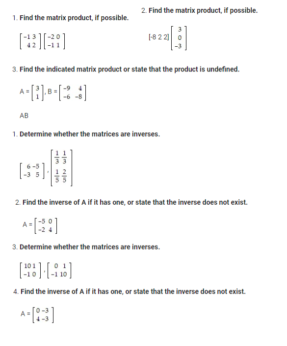 PLEASE HELP!!! 2. Find the matrix product, if
