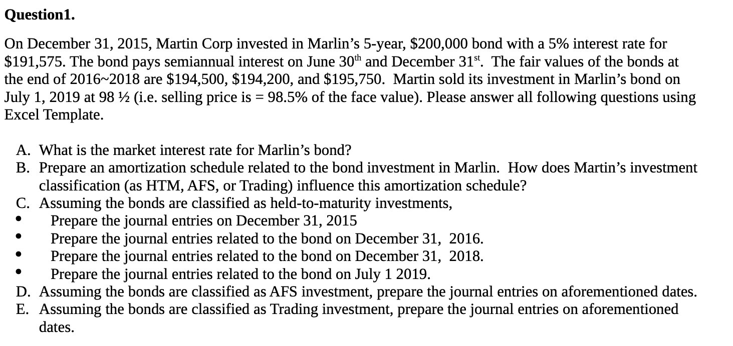 Questionl. On December 31, 2015, Martin Corp