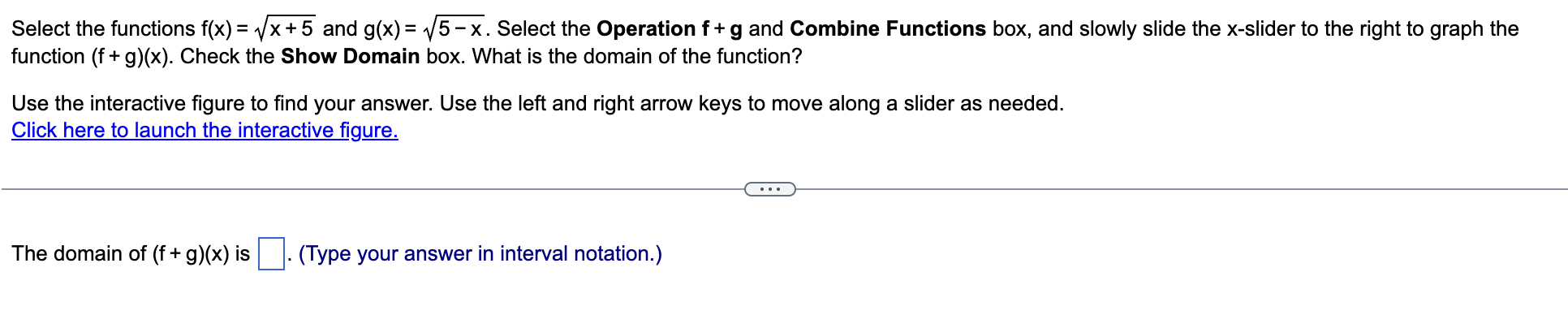 Select the functions f(x) = Ix + 5 and g(x) = 45