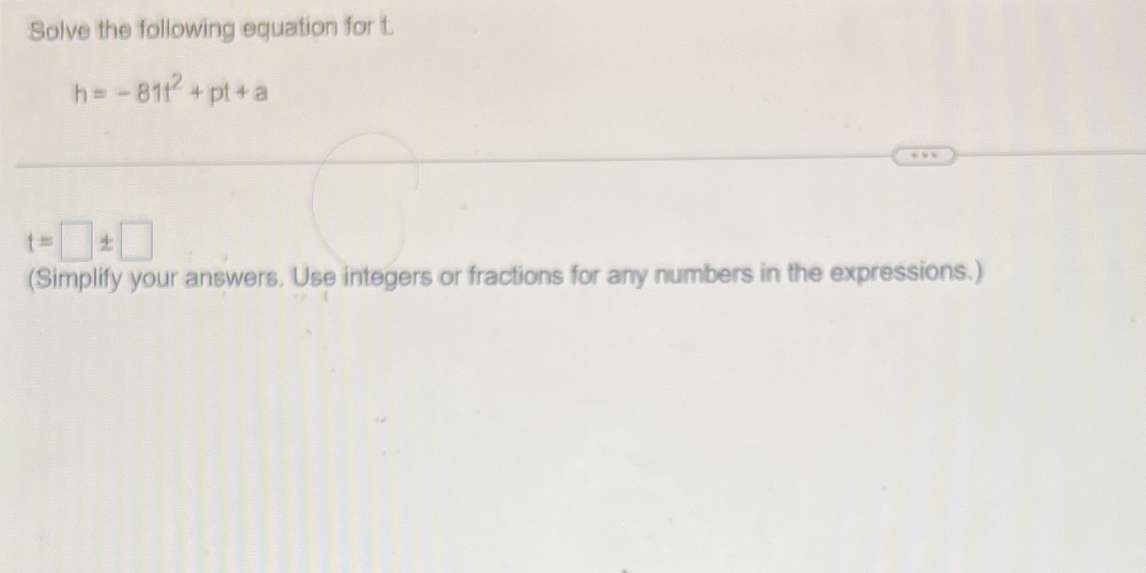Solve the following equation for t h= - 8112+ pt