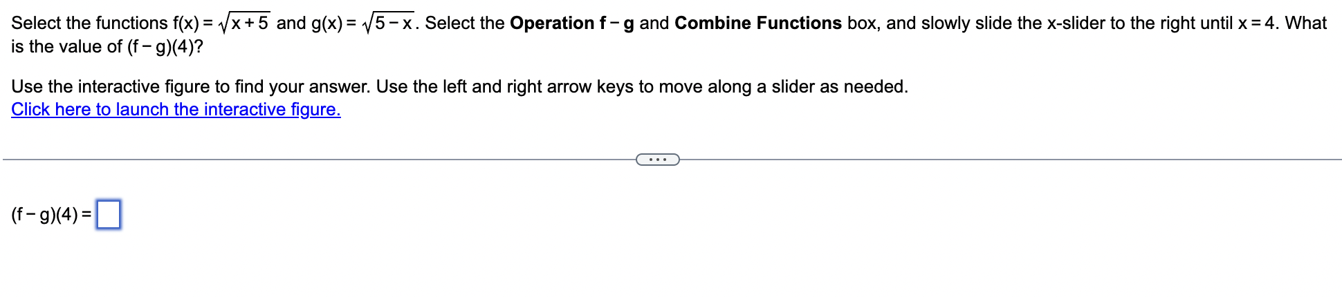 Select the functions f(x) = Ix + 5 and g(x) = 45