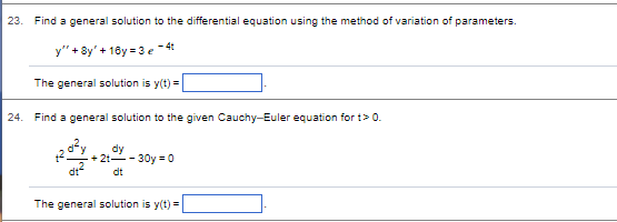 23. Find a general solution to the differential