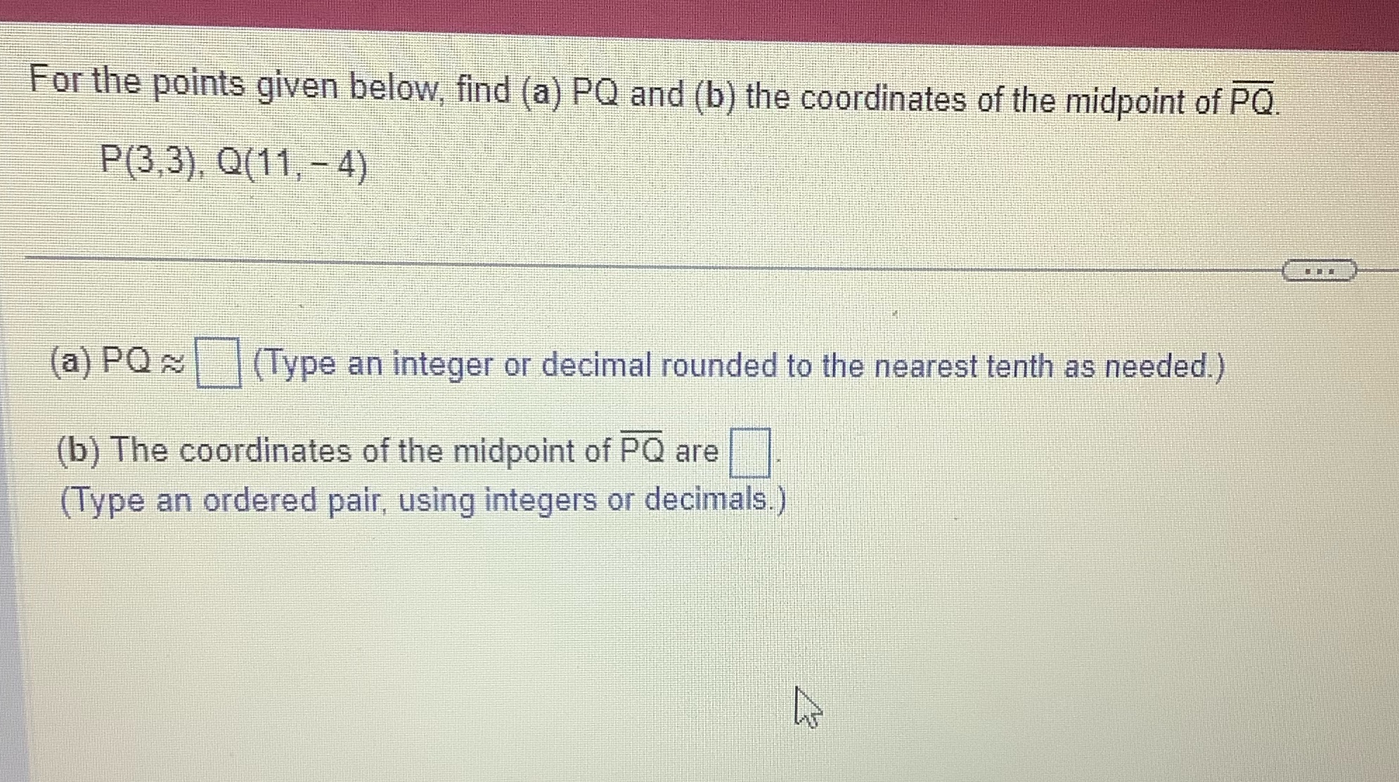 For the points given below, find (a) PQ and (b)