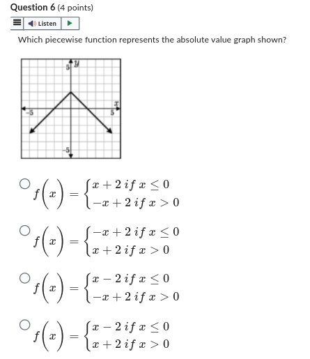 Question 5 (4 points) Listen 2xifx - 2 Evaluate