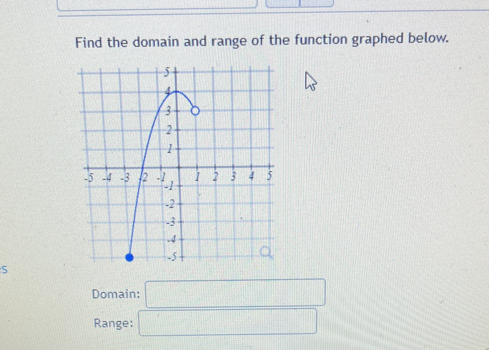 Find the domain and range of the function graphed