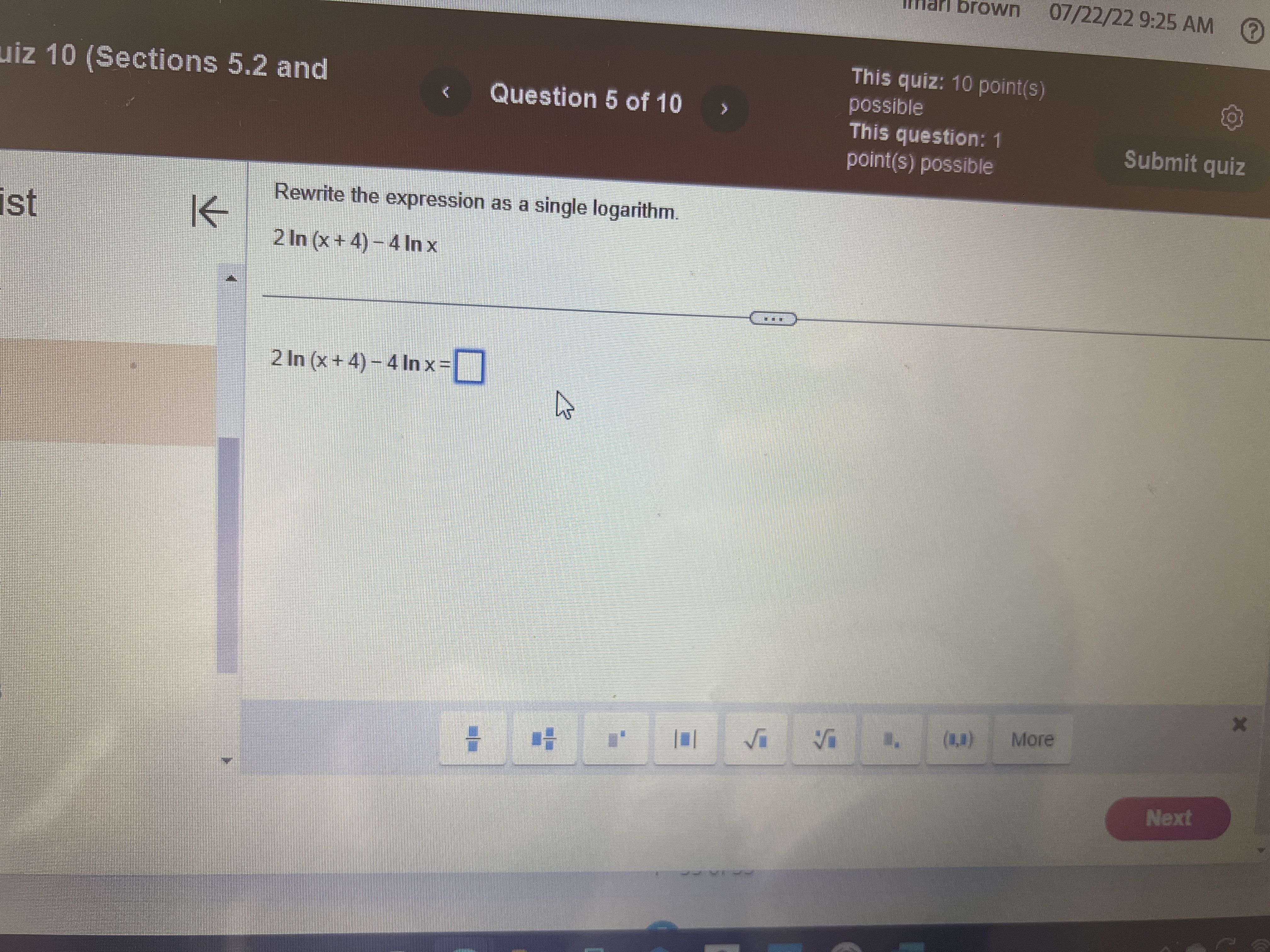 point(s) possible Submit quiz K Suppose the