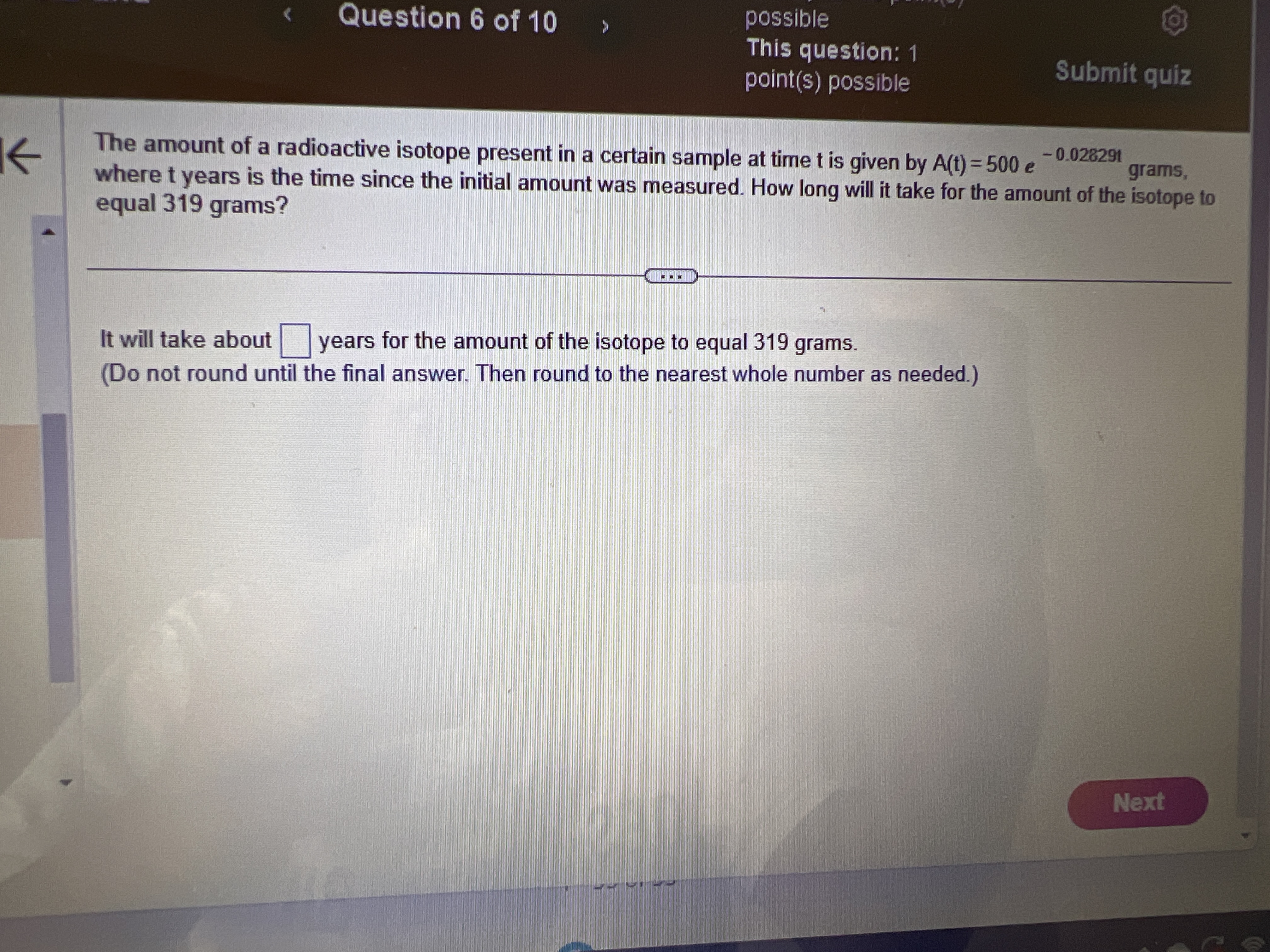 point(s) possible Submit quiz K Suppose the