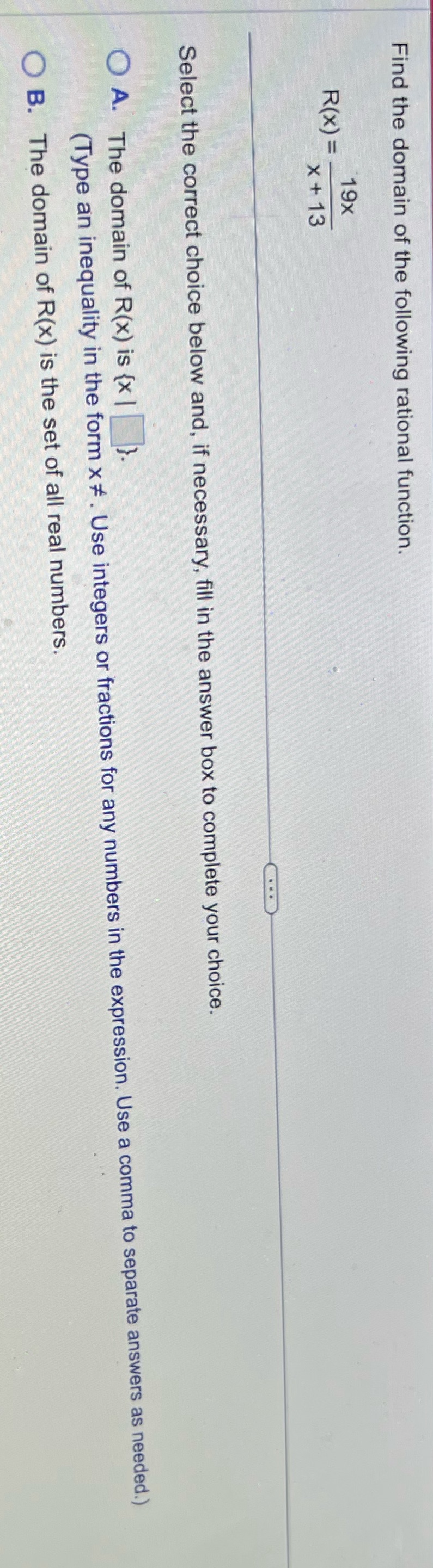 Find the domain of the following rational