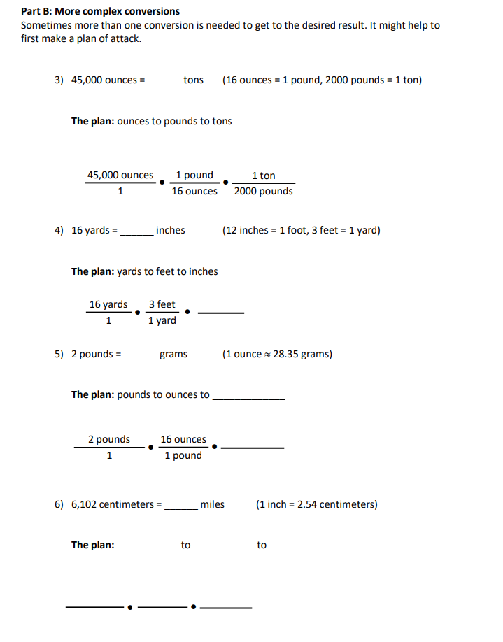 Instructions: Conversions can be done with