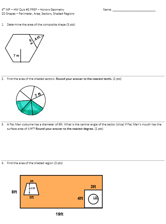 4# MP - HW Quiz #2 PREP - Honors Geometry Name: