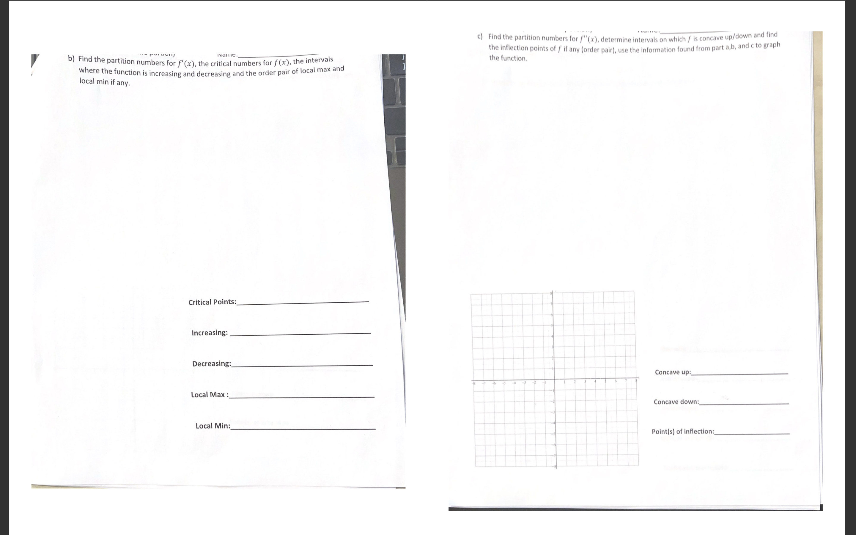 1. Graph the function by finding the following